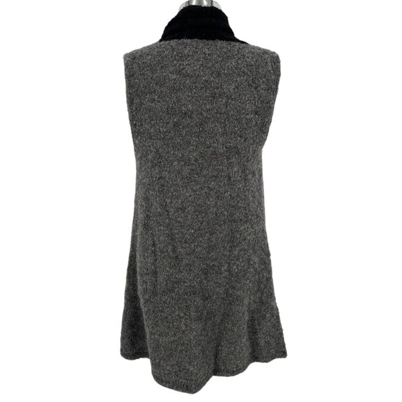 The Alpaca Guy Sleeveless Colorblock Vest Lounge Duster Gray Black One Size - Picture 7 of 11